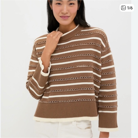 Tuckernuck Sweaters - Tuckernuck Brown and Cream Striped Sweater